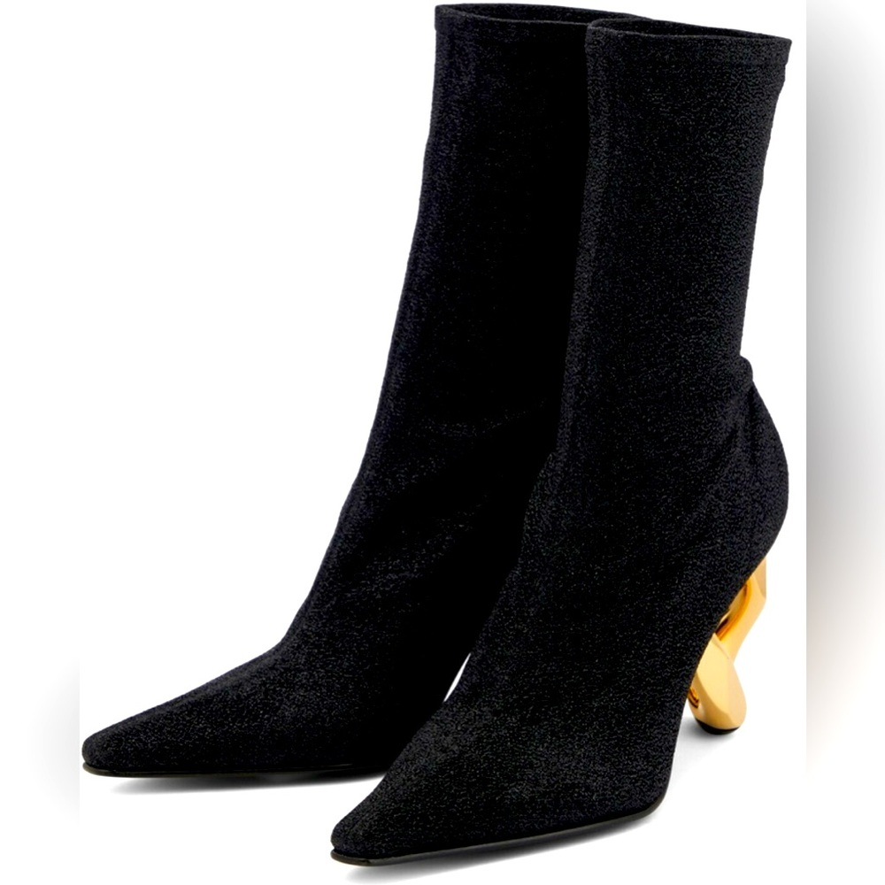 JW Anderson Black Metallic Chain Heel Booties - BNIB
